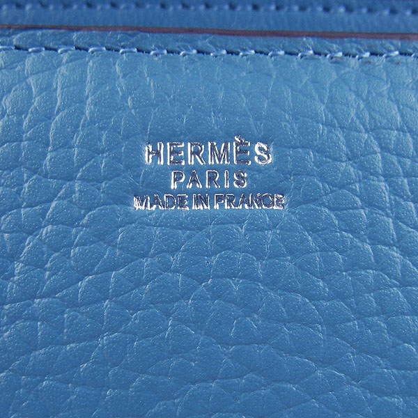 7A Hermes Constance Togo Leather Single Bag Blue Silver Hardware H020